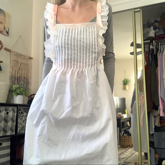 Vintage Other - Vintage 70s White Lace Ribbon Nightgown Slip Dress
